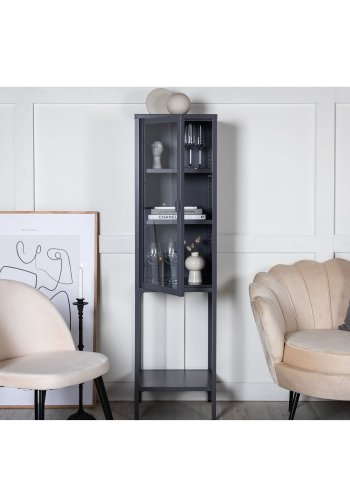 VENTURE DESIGN High Thin skab, m. 1 lge og 3 hylder - glas og gr stl