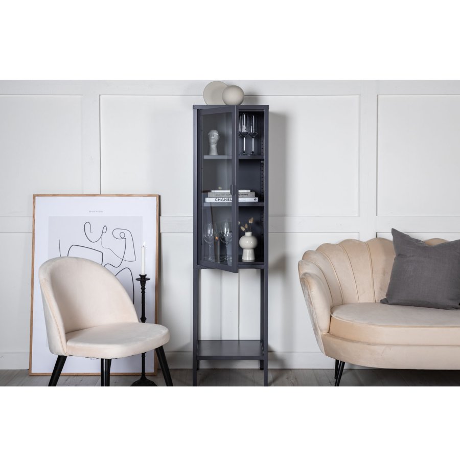 VENTURE DESIGN High Thin skab, m. 1 lge og 3 hylder - glas og gr stl