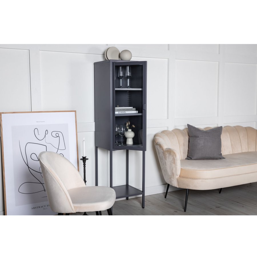 VENTURE DESIGN High Thin skab, m. 1 lge og 3 hylder - glas og gr stl