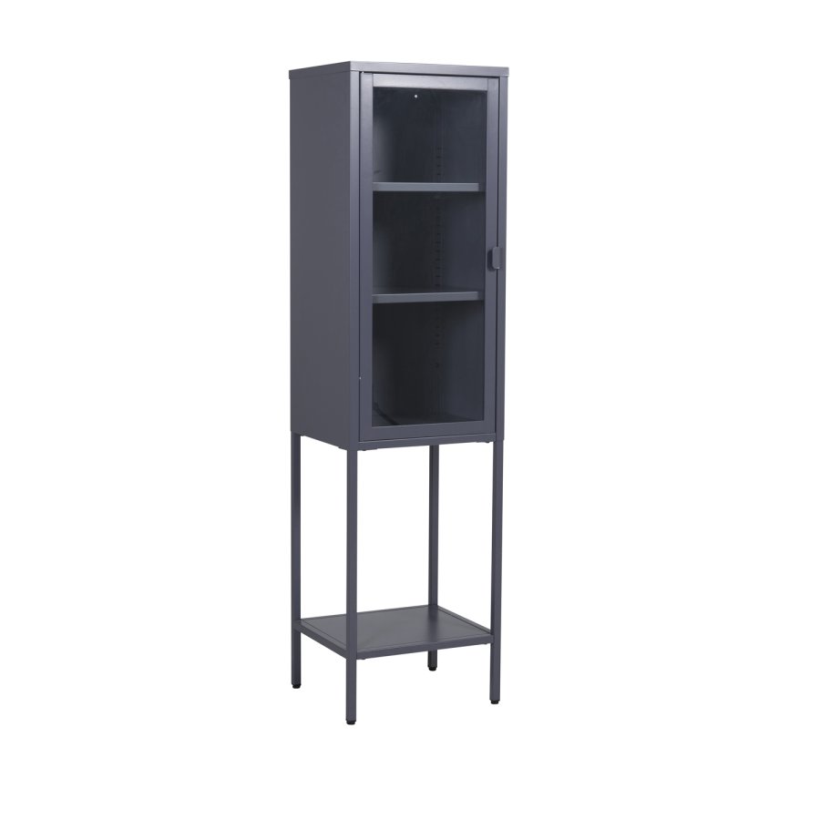 VENTURE DESIGN High Thin skab, m. 1 lge og 3 hylder - glas og gr stl