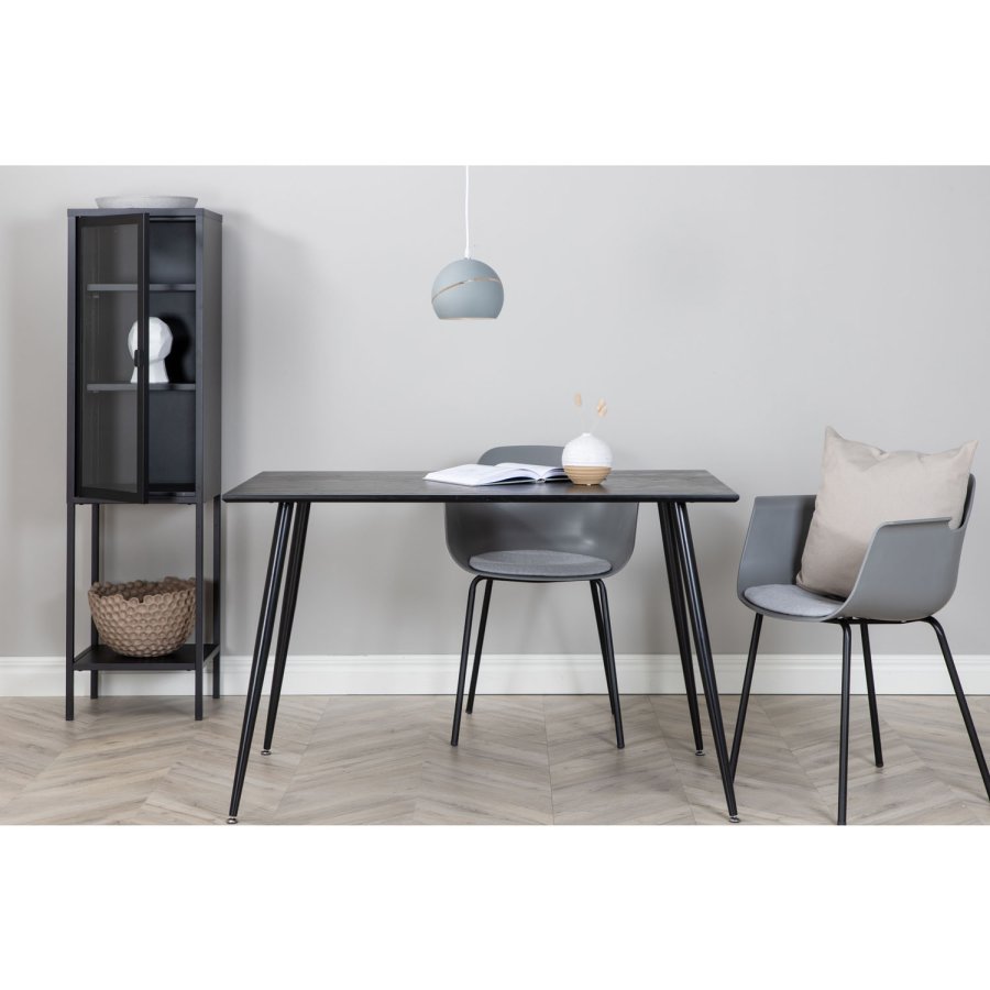 VENTURE DESIGN Comfort spisebordsstol, m. armln og hynde - gr plastik og sort metal