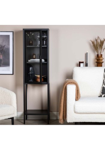 VENTURE DESIGN High Thin skab, m. 1 lge og 3 hylder - glas og sort stl