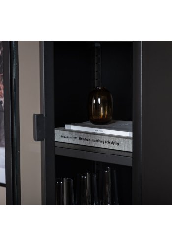 VENTURE DESIGN High Thin skab, m. 1 lge og 3 hylder - glas og sort stl