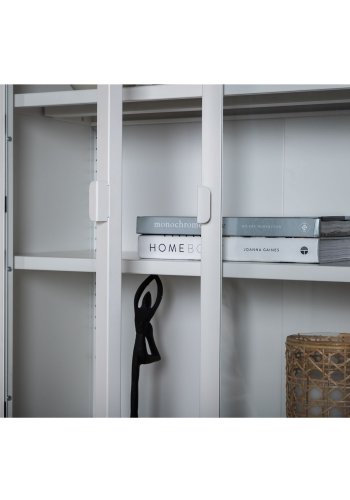 VENTURE DESIGN High Wide skab, m. 2 lger og 3 hylder - glas og hvid stl