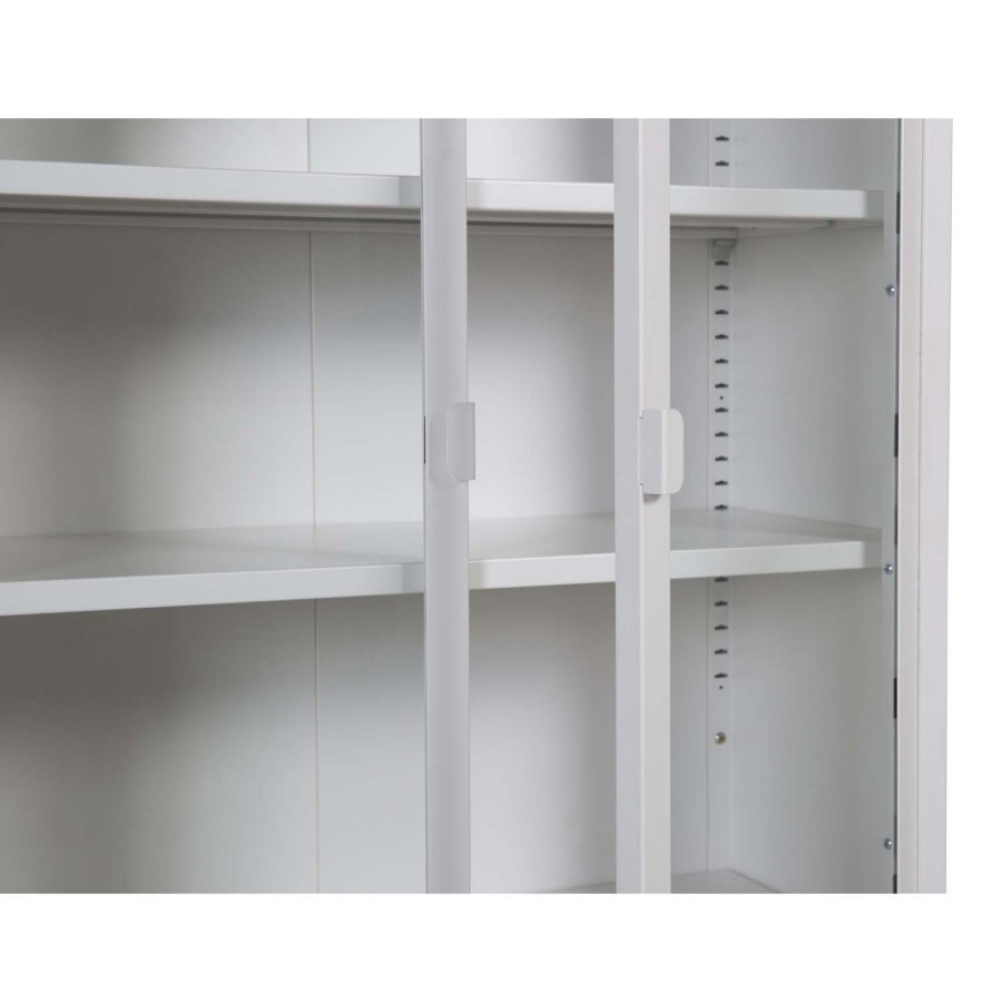 VENTURE DESIGN High Wide skab, m. 2 lger og 3 hylder - glas og hvid stl