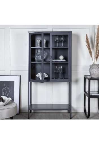 VENTURE DESIGN High Wide skab, m. 2 lger og 3 hylder - glas og grt stl