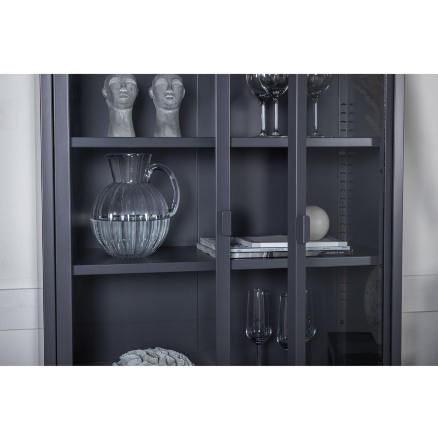 VENTURE DESIGN High Wide skab, m. 2 lger og 3 hylder - glas og grt stl