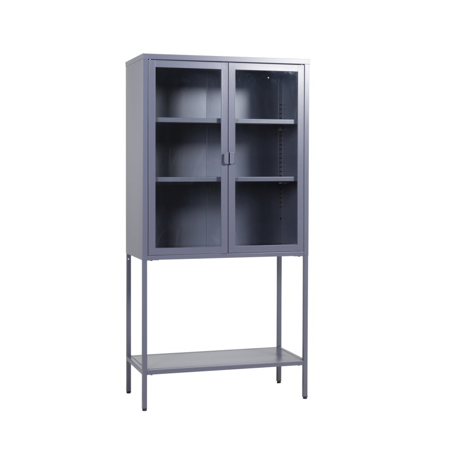 VENTURE DESIGN High Wide skab, m. 2 lger og 3 hylder - glas og grt stl