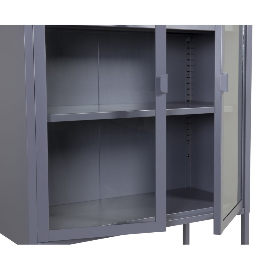 VENTURE DESIGN High Wide skab, m. 2 lger og 3 hylder - glas og grt stl