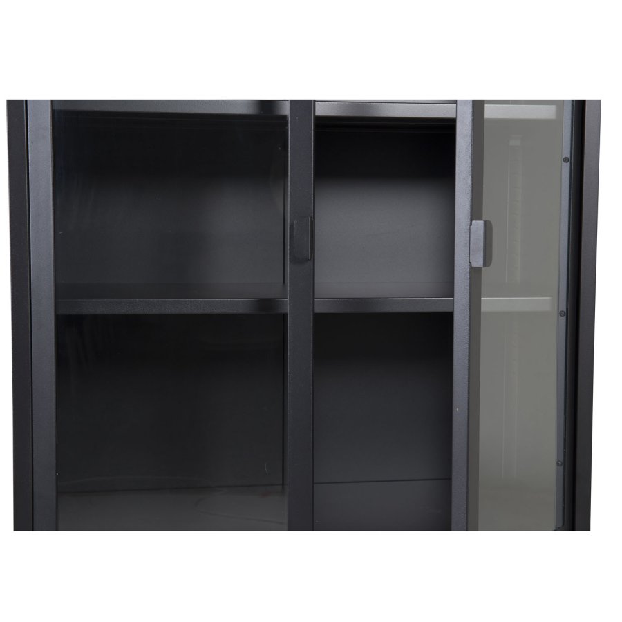 VENTURE DESIGN High Wide skab, m. 2 lger og 3 hylder - glas og sort stl