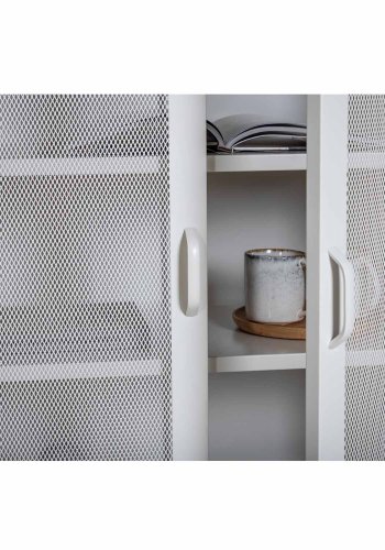 VENTURE DESIGN Low skab, m. 2 mesh lger og 2 hylder - hvid stl