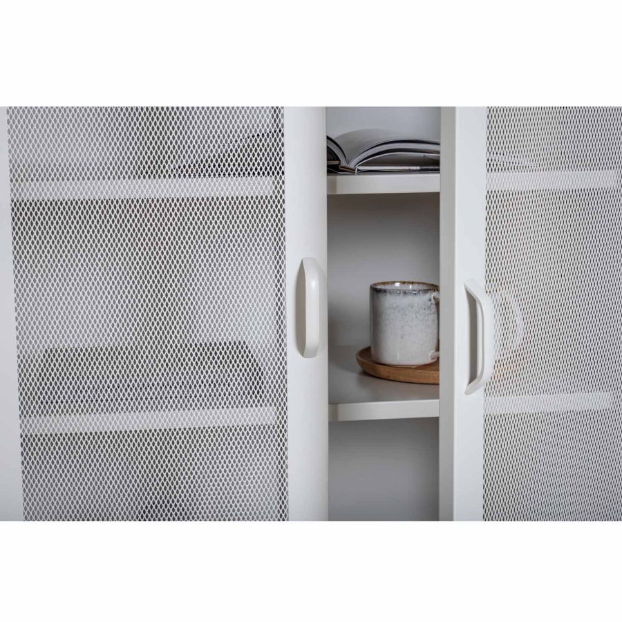 VENTURE DESIGN Low skab, m. 2 mesh lger og 2 hylder - hvid stl