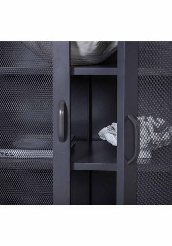 VENTURE DESIGN Low skab, m. 2 mesh lger og 2 hylder - gr stl