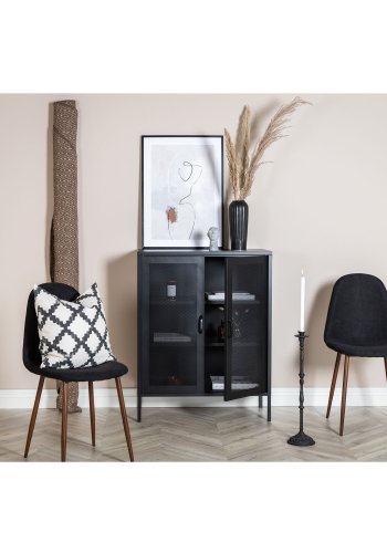 VENTURE DESIGN Low skab, m. 2 mesh lger og 2 hylder - sort stl