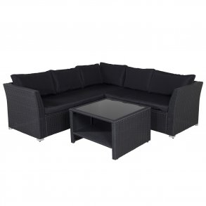 VENTURE DESIGN Haiti modul sofast - sorte hynder og sort glas, polyrattan og stl