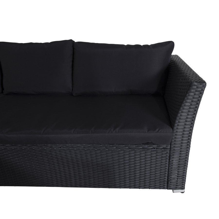 VENTURE DESIGN Haiti modul sofast - sorte hynder og sort glas, polyrattan og stl