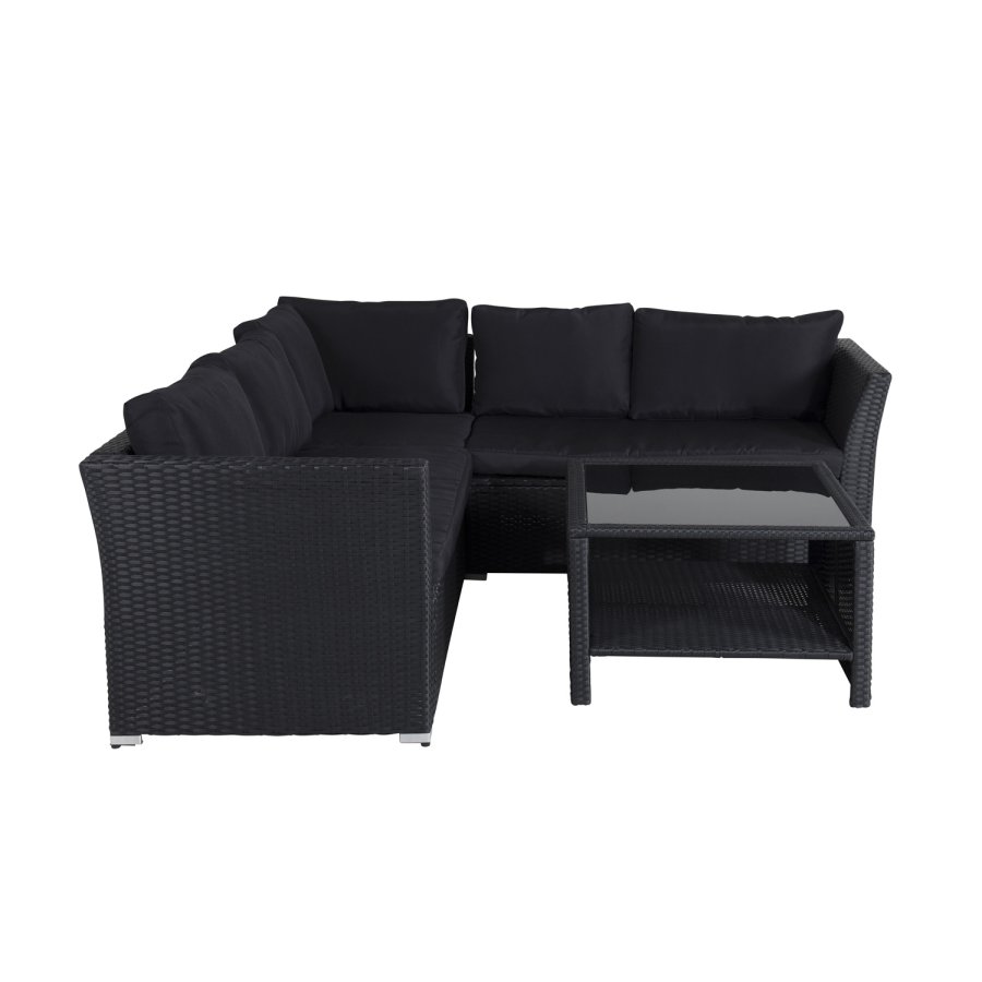 VENTURE DESIGN Haiti modul sofast - sorte hynder og sort glas, polyrattan og stl