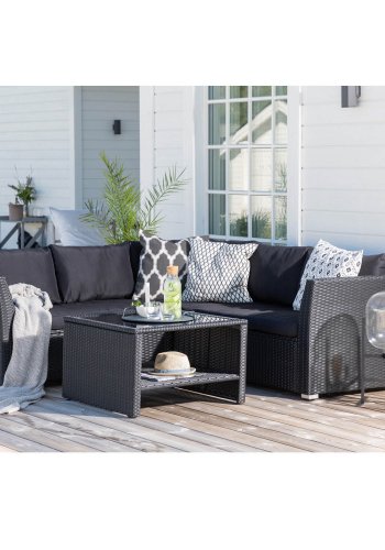 VENTURE DESIGN Haiti modul sofast - sorte hynder og sort glas, polyrattan og stl
