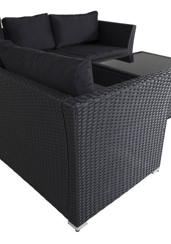 VENTURE DESIGN Haiti modul sofast - sorte hynder og sort glas, polyrattan og stl