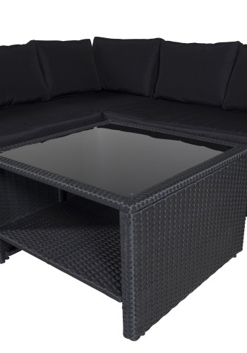 VENTURE DESIGN Haiti modul sofast - sorte hynder og sort glas, polyrattan og stl