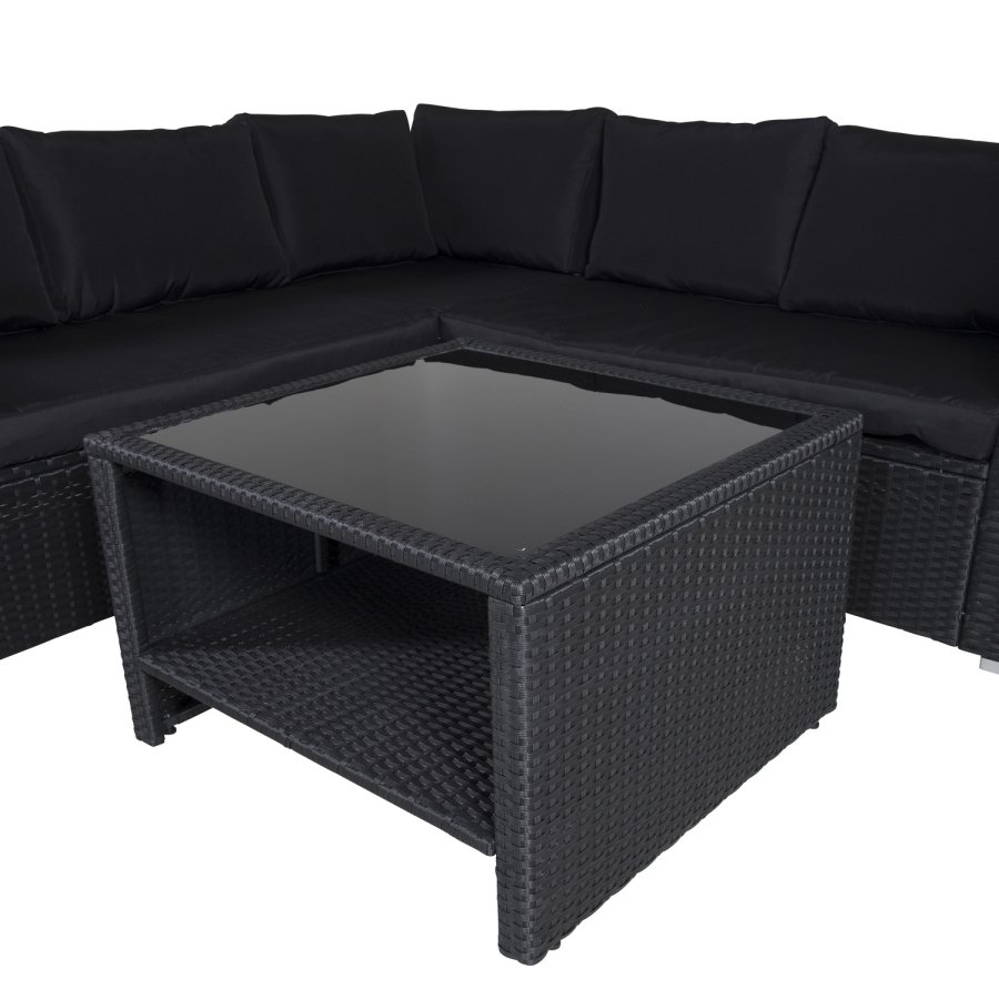 VENTURE DESIGN Haiti modul sofast - sorte hynder og sort glas, polyrattan og stl