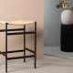 VENTURE DESIGN Polly barstol, m. fodsttte - natur rattan/gummitr og sort stl