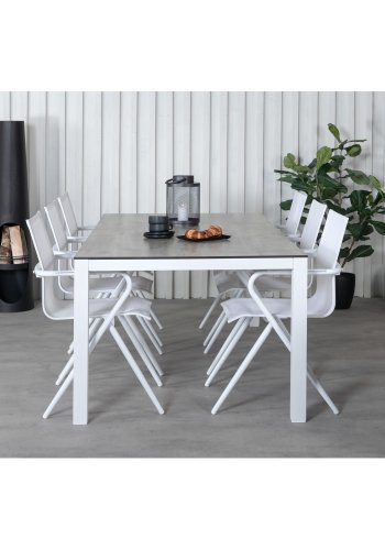 VENTURE DESIGN Alina havestol, m. armln - hvid textilene og aluminium