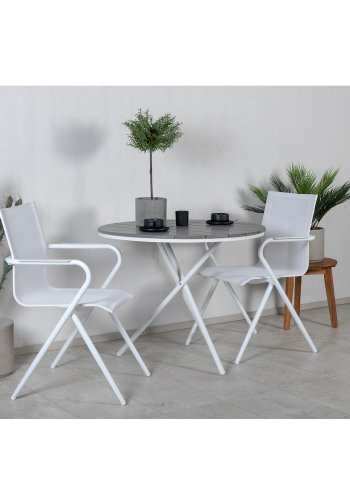 VENTURE DESIGN Alina havestol, m. armln - hvid textilene og aluminium