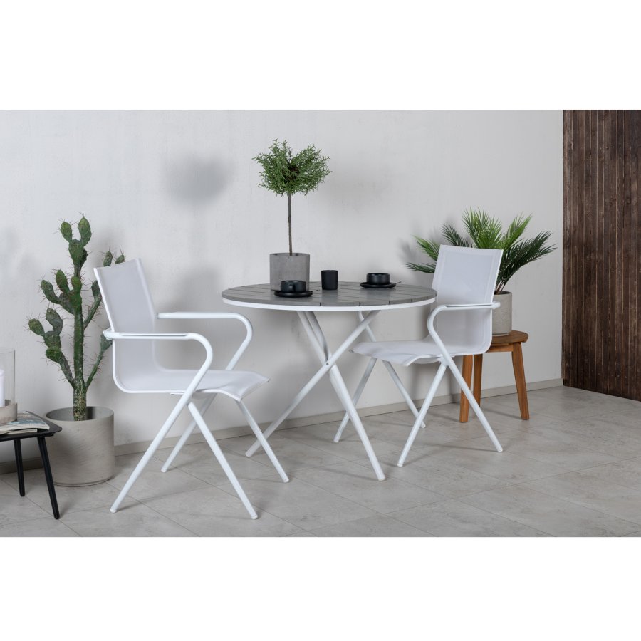 VENTURE DESIGN Alina havestol, m. armln - hvid textilene og aluminium