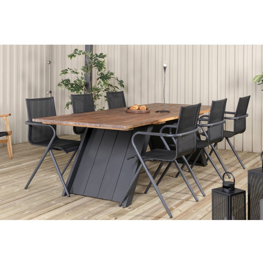 VENTURE DESIGN Alina havestol, m. armln - sort textilene og aluminium