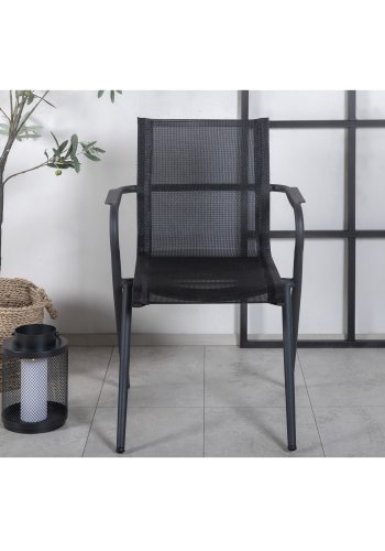 VENTURE DESIGN Alina havestol, m. armln - sort textilene og aluminium