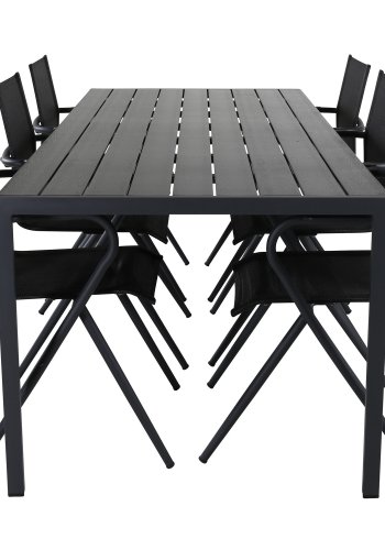 VENTURE DESIGN Alina havestol, m. armln - sort textilene og aluminium