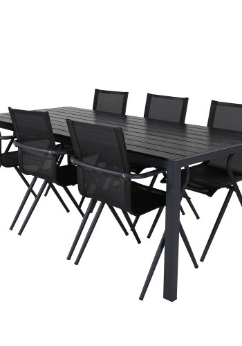 VENTURE DESIGN Alina havestol, m. armln - sort textilene og aluminium