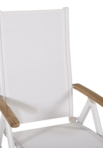 VENTURE DESIGN Panama Light 5 pos. havestol, m. armln - hvid textilene og aluminium, natur teaktr