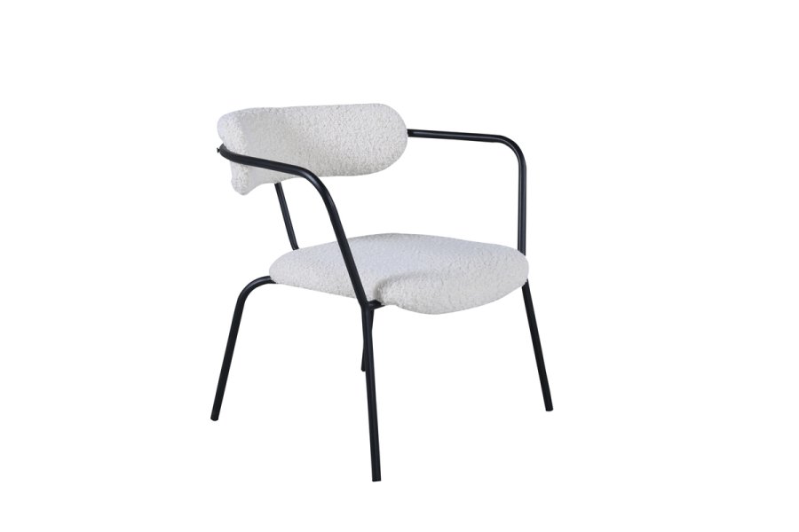 VENTURE DESIGN Duffy lnestol - hvid bamsestof og sort stl