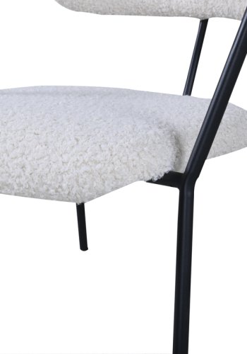 VENTURE DESIGN Duffy lnestol - hvid bamsestof og sort stl