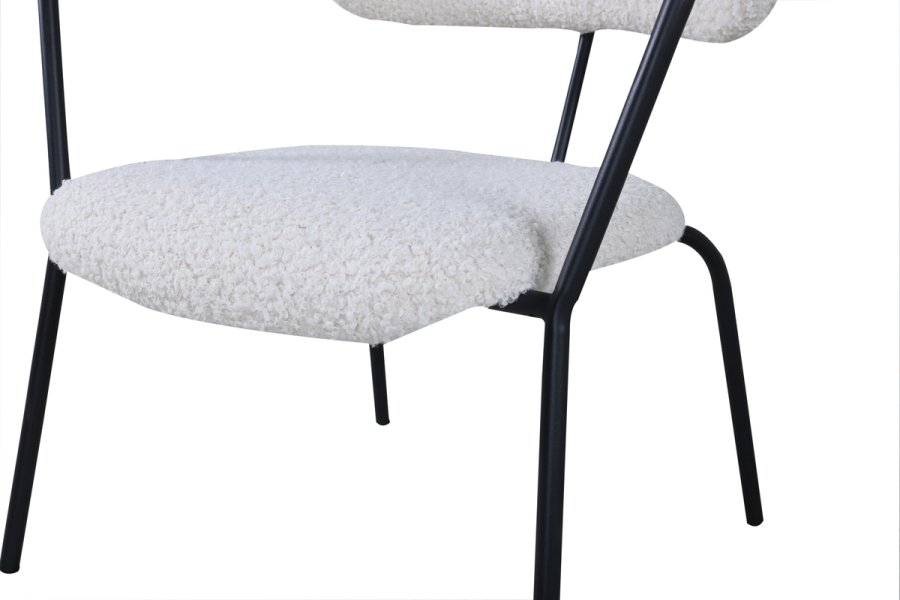 VENTURE DESIGN Duffy lnestol - hvid bamsestof og sort stl