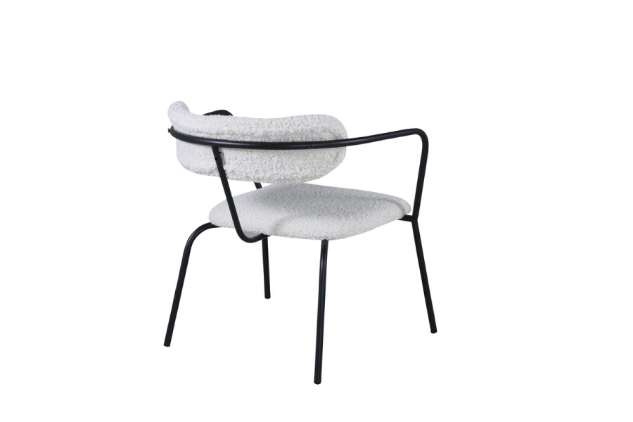 VENTURE DESIGN Duffy lnestol - hvid bamsestof og sort stl