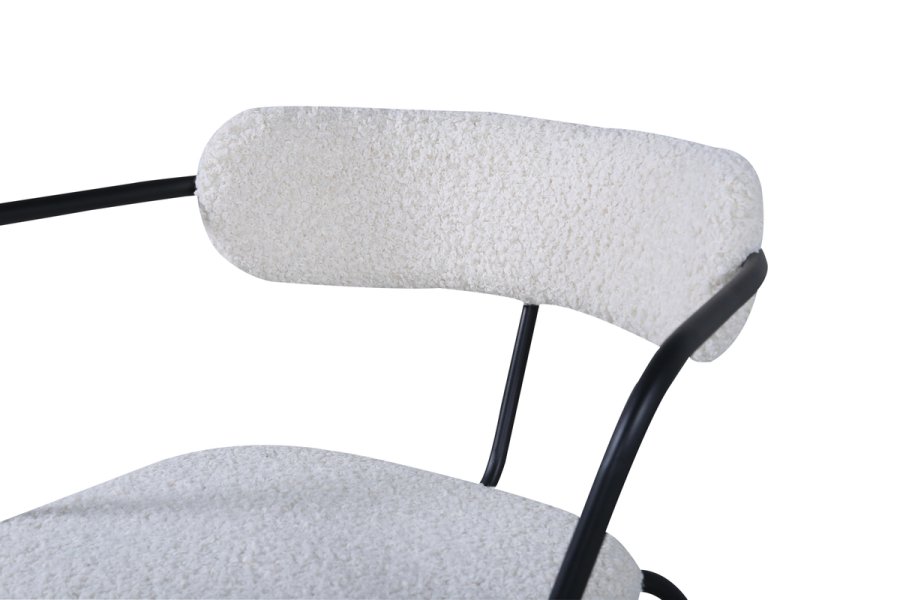 VENTURE DESIGN Duffy lnestol - hvid bamsestof og sort stl