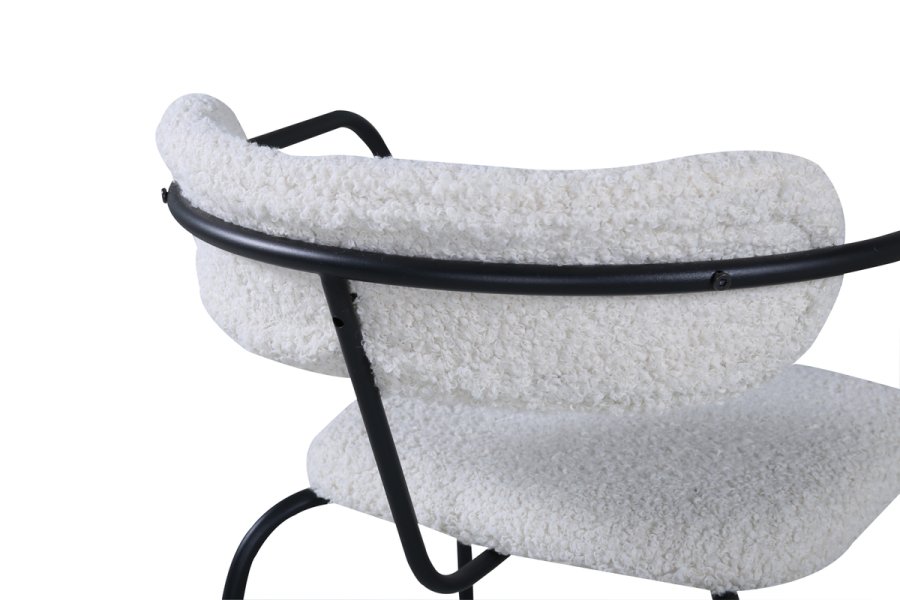 VENTURE DESIGN Duffy lnestol - hvid bamsestof og sort stl