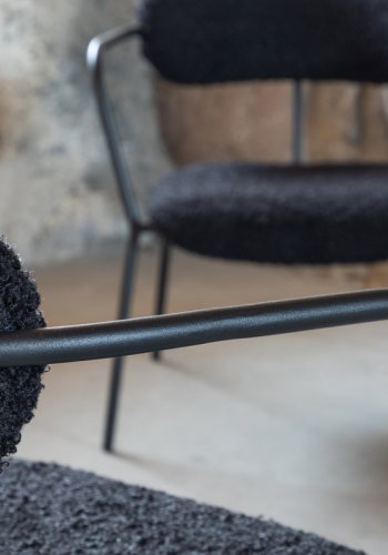 VENTURE DESIGN Duffy lnestol - sort bamsestof polyester og sort stl