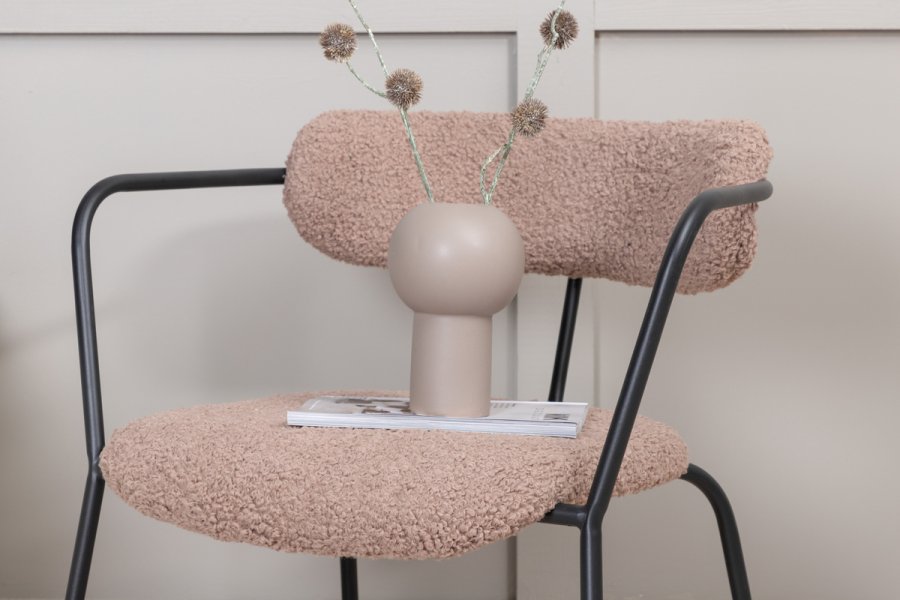 VENTURE DESIGN Duffy lnestol - brun bamsestof polyester og sort stl