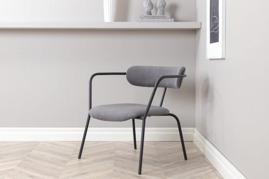 VENTURE DESIGN Duffy lnestol - gr fljl og sort stl