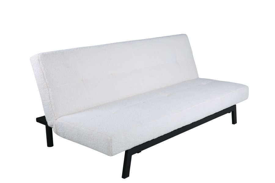 VENTURE DESIGN Bodil sovesofa - hvid bamsestof og sort stl (180x106)