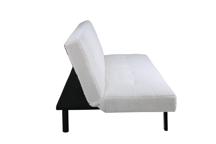 VENTURE DESIGN Bodil sovesofa - hvid bamsestof og sort stl (180x106)