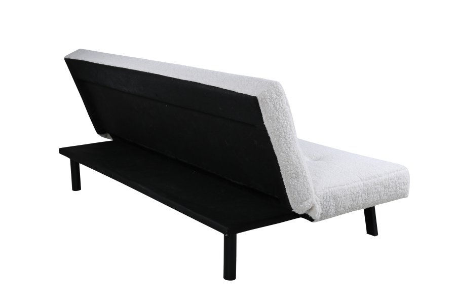 VENTURE DESIGN Bodil sovesofa - hvid bamsestof og sort stl (180x106)