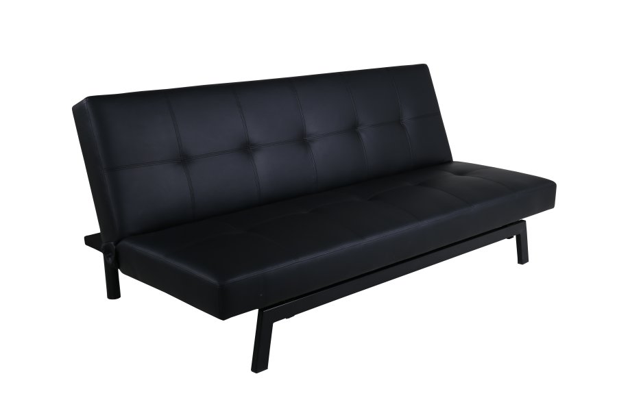 VENTURE DESIGN Bodil sovesofa - sort PU og sort stl (180x60)