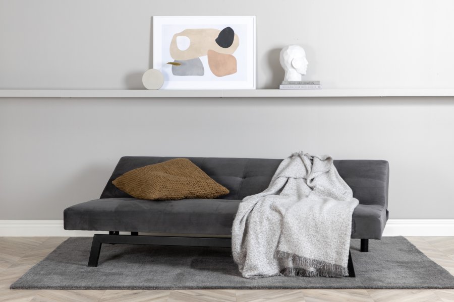 VENTURE DESIGN Bodil sovesofa - mrkegr fljl og sort stl (180x91,50)