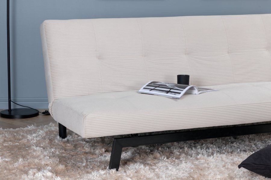 VENTURE DESIGN Bodil sovesofa - beige fljl og sort stl (180x60)