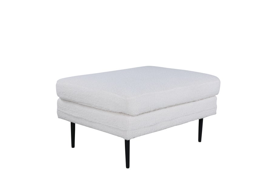 VENTURE DESIGN Boom puf, rektangulr - hvid bamsestof og sort stl (85x64)